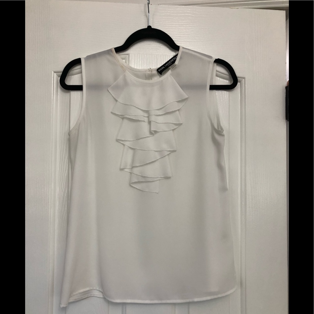 White Lagarfeld top